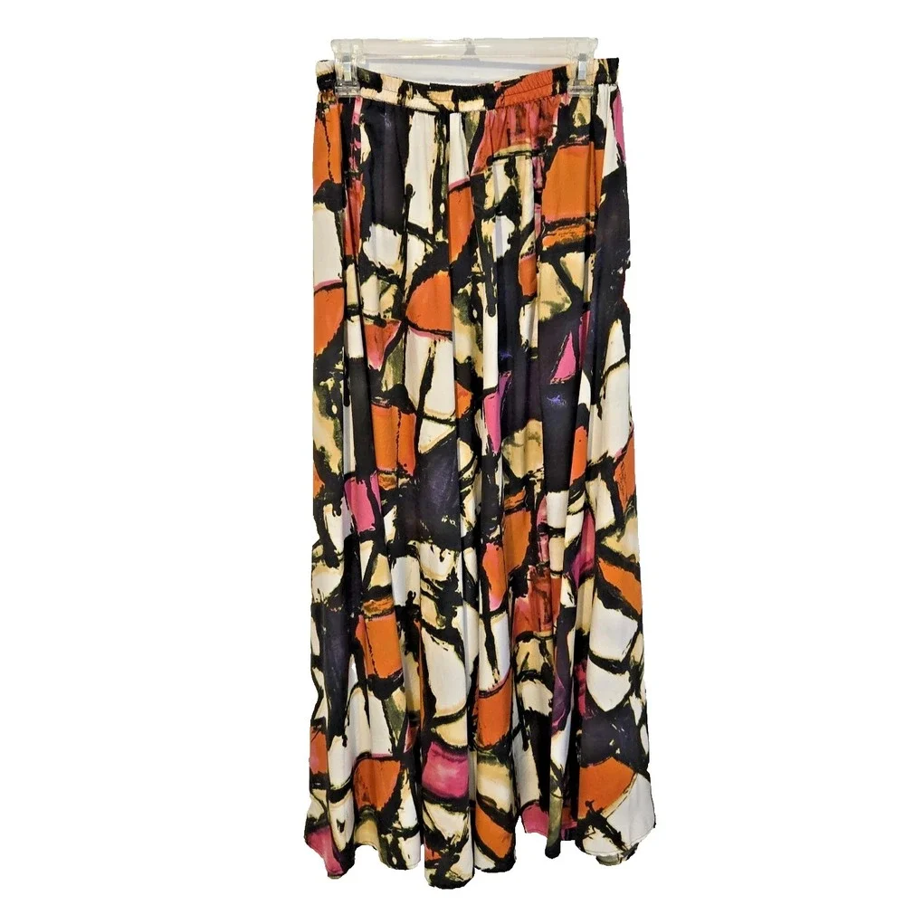 ESY Studio EY Women's Maxi Full Circle Skirt Sweeping Flowy‎ Elastic Waist MED